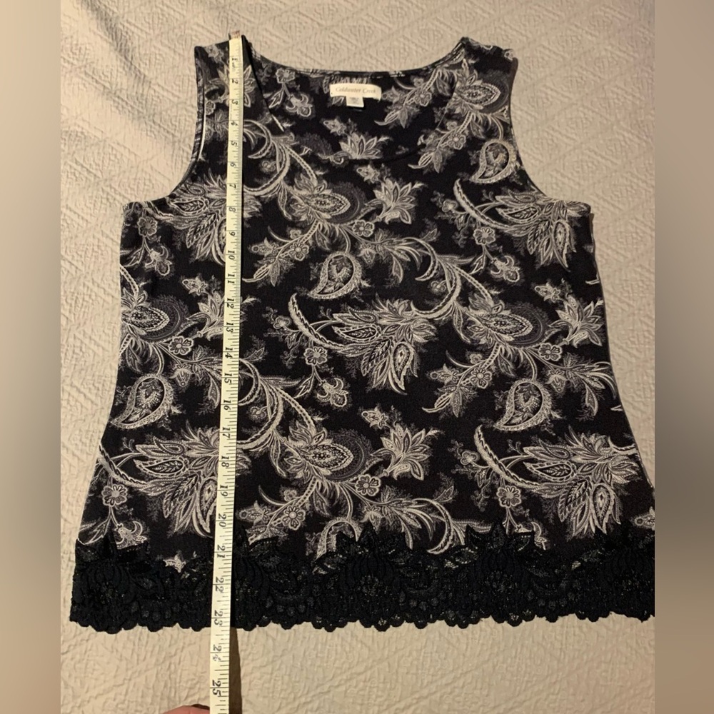 Coldwater Creek Black and White Paisley Tank Top - Picture 3 of 3